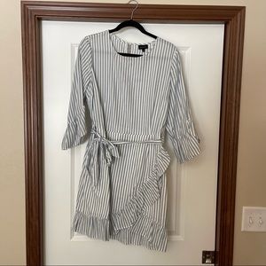 Who What Wear - Faux wrap dress with ruffles and tie-waist belt